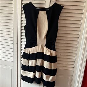 Anthropologie Black and Cream Strapless Dress